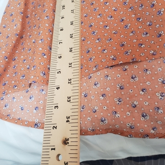 Kori America V Neck Lattice Tan Floral Long Sleeve Women's Dress Size M NWT - Picture 5 of 5